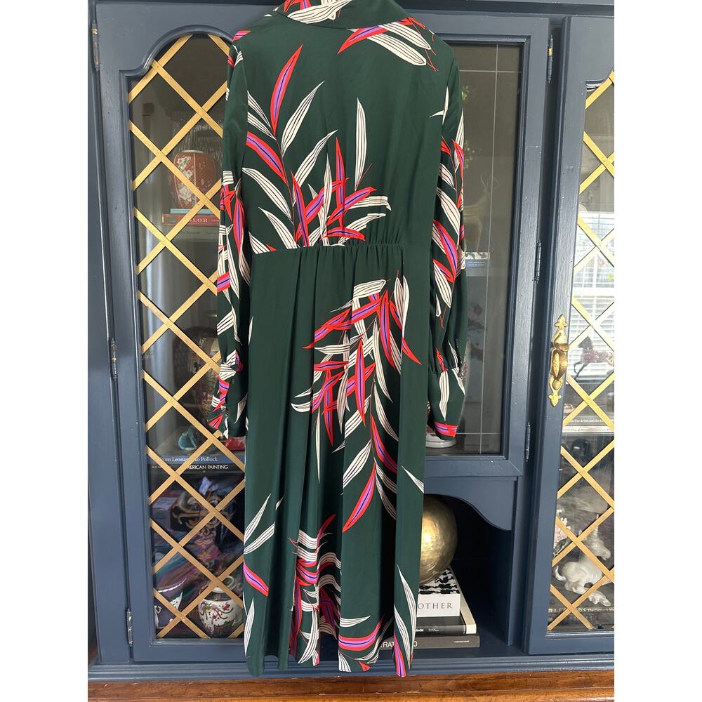 NWT DVF Diane von Furstenberg QUINCY Hunter Silk Wrap Midi Dress US10 Green - Picture 6 of 10